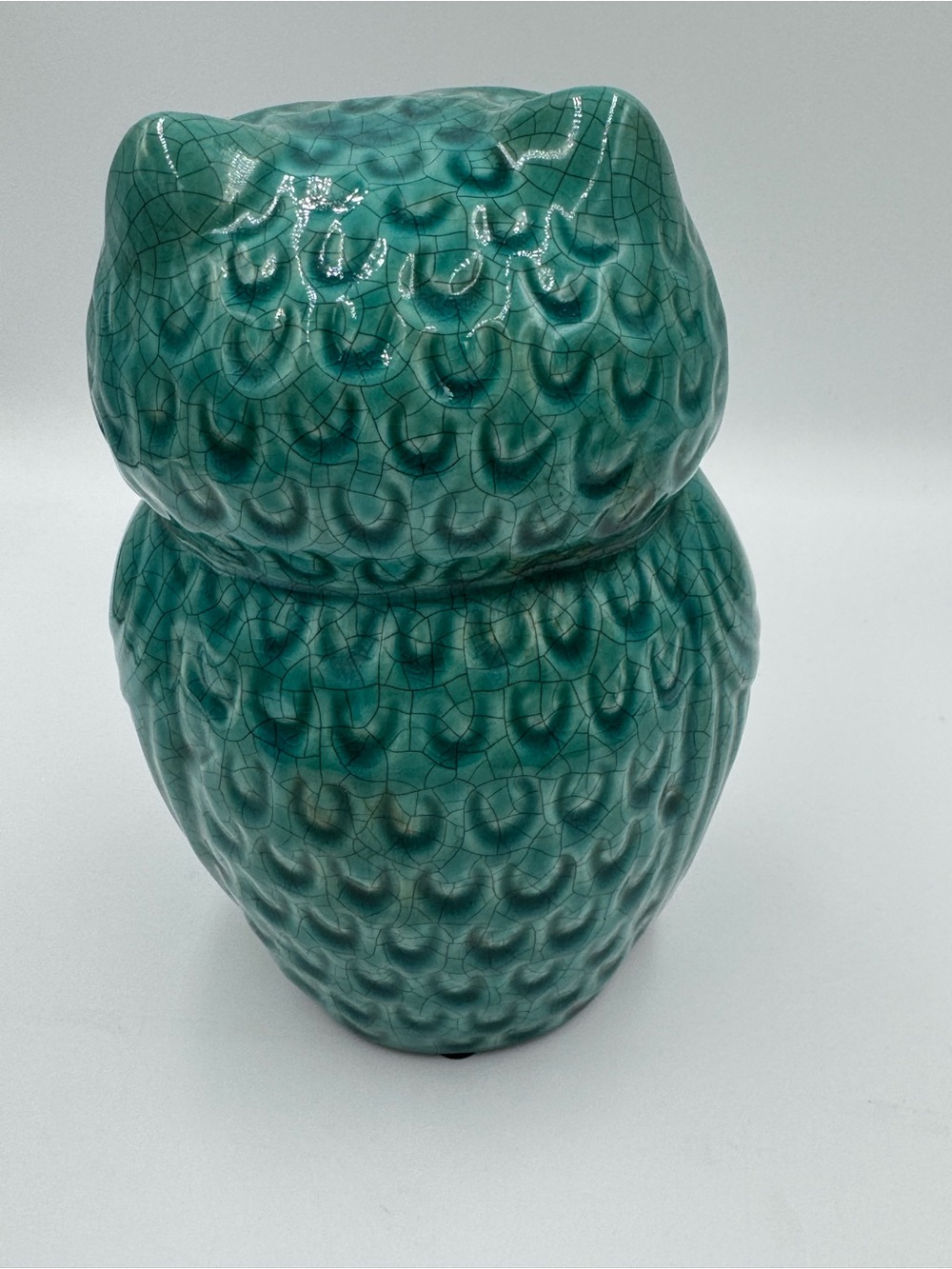 Ceramic Owl Figurine - Teal Decorative Accent - Picture 3 of 6